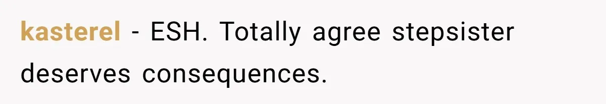 kasterel − ESH. Totally agree stepsister deserves consequences.