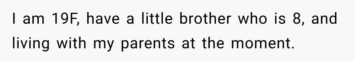 Woman Got Pocket Money For Babysitting Her Nephews... And Her Parents Are Fuming I am 19F, have a little brother who is 8, and living with my parents at the moment.
