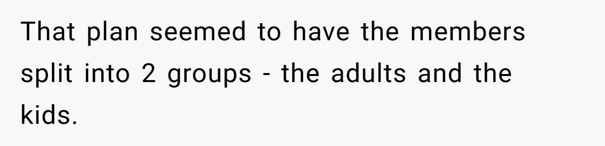 Woman Got Pocket Money For Babysitting Her Nephews... And Her Parents Are Fuming That plan seemed to have the members split into 2 groups - the adults and the kids.