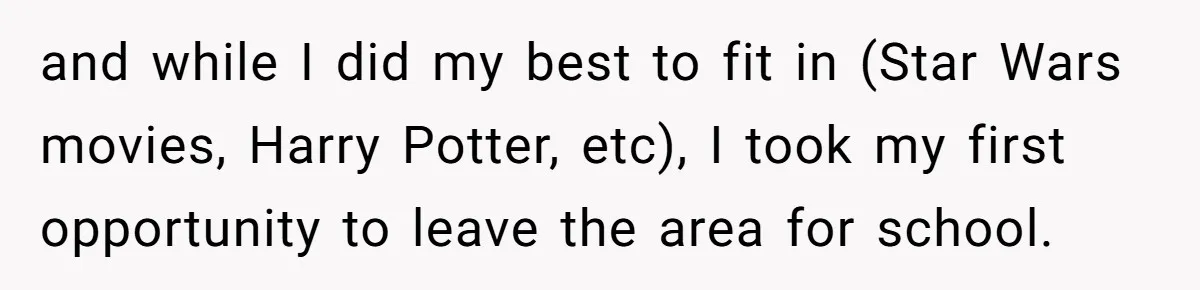 Woman Refused To Be The “Cool Aunt” Because She Didn't Want To Be A Free Babysitter and while I did my best to fit in (Star Wars movies, Harry Potter, etc), I took my first opportunity to leave the area for school.