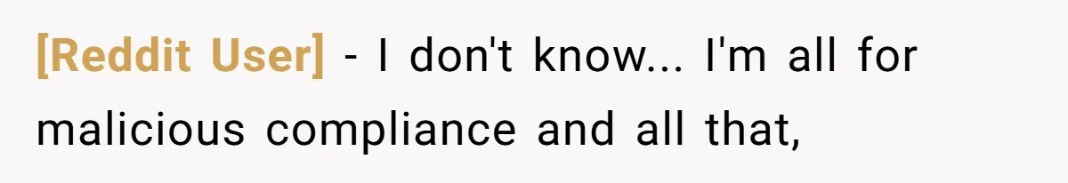 [Reddit User] − I don't know... I'm all for malicious compliance and all that,