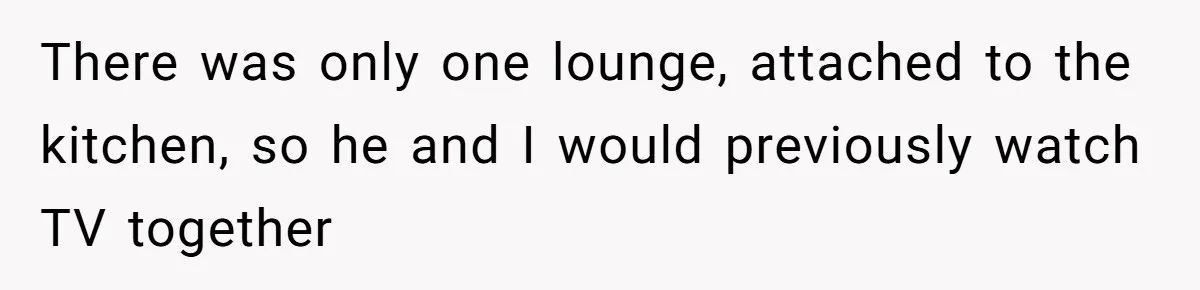 Woman Refuses To Stay After Abuse, But Gets Blamed For Taking What She Owned There was only one lounge, attached to the kitchen, so he and I would previously watch TV together