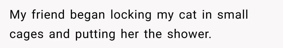 Woman Refuses To Stay After Abuse, But Gets Blamed For Taking What She Owned My friend began locking my cat in small cages and putting her the shower.