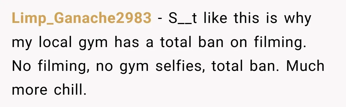 Limp_Ganache2983 - S__t like this is why my local gym has a total ban on filming. No filming, no gym selfies, total ban. Much more chill.