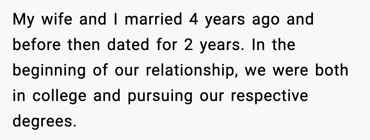 Husband Works 80-Hour Weeks, Wife Refuses Dinner, Marriage Turns Ice Cold My wife and I married 4 years ago and before then dated for 2 years. In the beginning of our relationship, we were both in college and pursuing our respective...