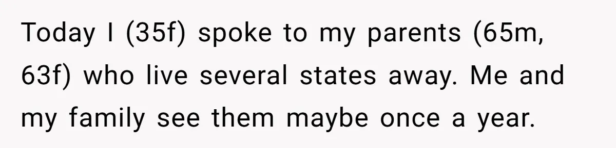 A Daughter Stirs the Pot by Telling Her Ultra-Conservative Parents a White Lie Today I (35f) spoke to my parents (65m, 63f) who live several states away. Me and my family see them maybe once a year.