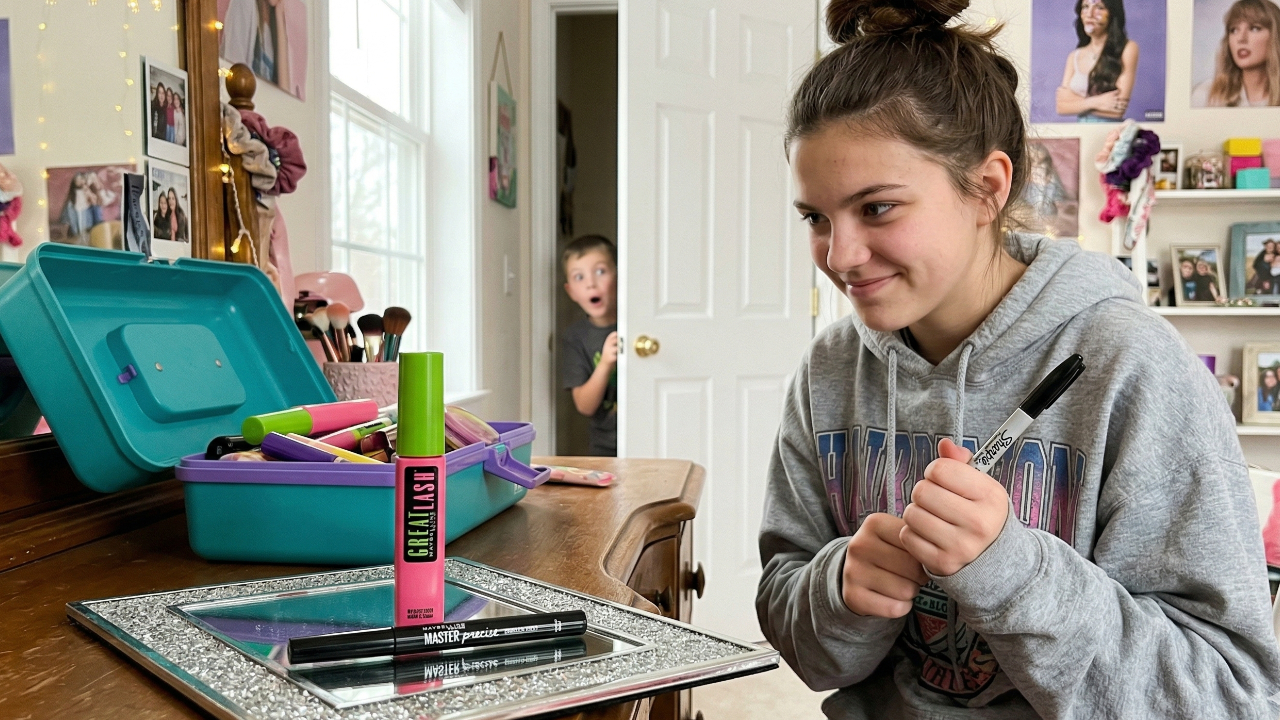 A Makeup Battle: Teen Sister Refuses to Censor Her New Eyeliner for Her Brother