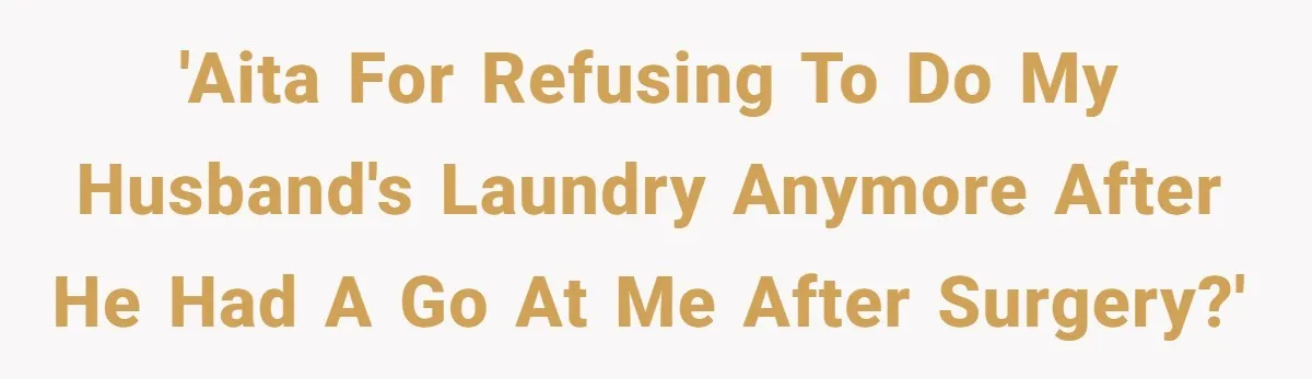 After Facing A Major Surgery, Woman Returns Home To Face Another Unexpected Conflict 'AITA for refusing to do my husband's laundry anymore after he had a go at me after surgery?'