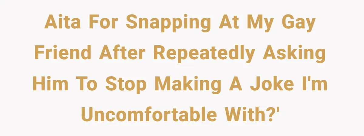 AITA for snapping at my gay friend after repeatedly asking him to stop making a joke I'm uncomfortable with?'