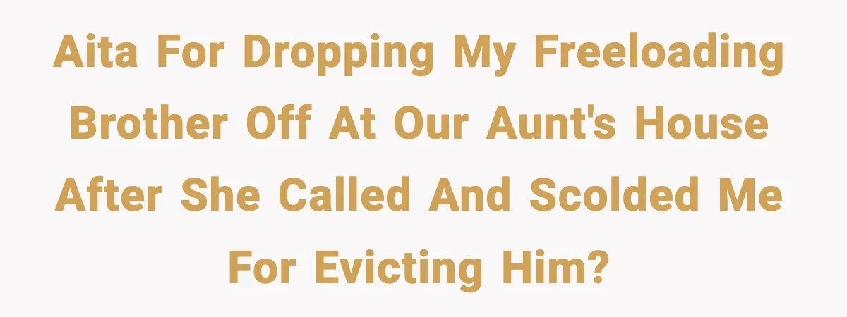 AITA for dropping my freeloading brother off at our aunt's house after she called and scolded me for evicting him?