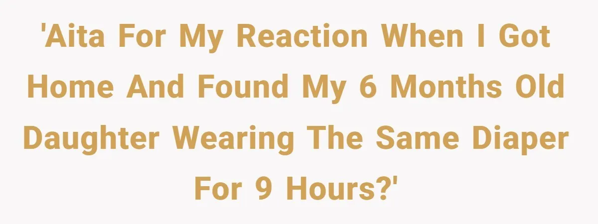 'AITA For my reaction when I got home and found my 6 months old daughter wearing the same diaper for 9 hours?'