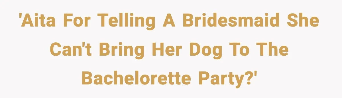 Bridesmaid Wants To Bring 50lb Dog To Vegas Party, Maid Of Honor Says No 'AITA for telling a bridesmaid she can't bring her dog to the bachelorette party?'