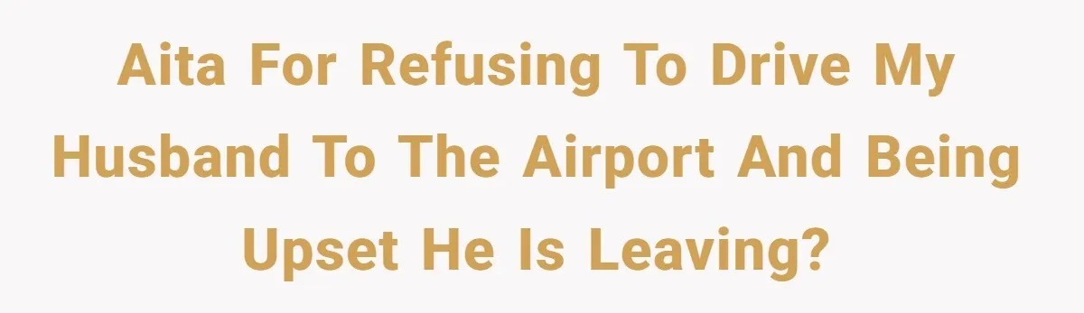 Busy Mom Rejects 3:30 AM Airport Run for Husband Who Is Leaving on a Secret Family Trip AITA for refusing to drive my husband to the airport and being upset he is leaving?