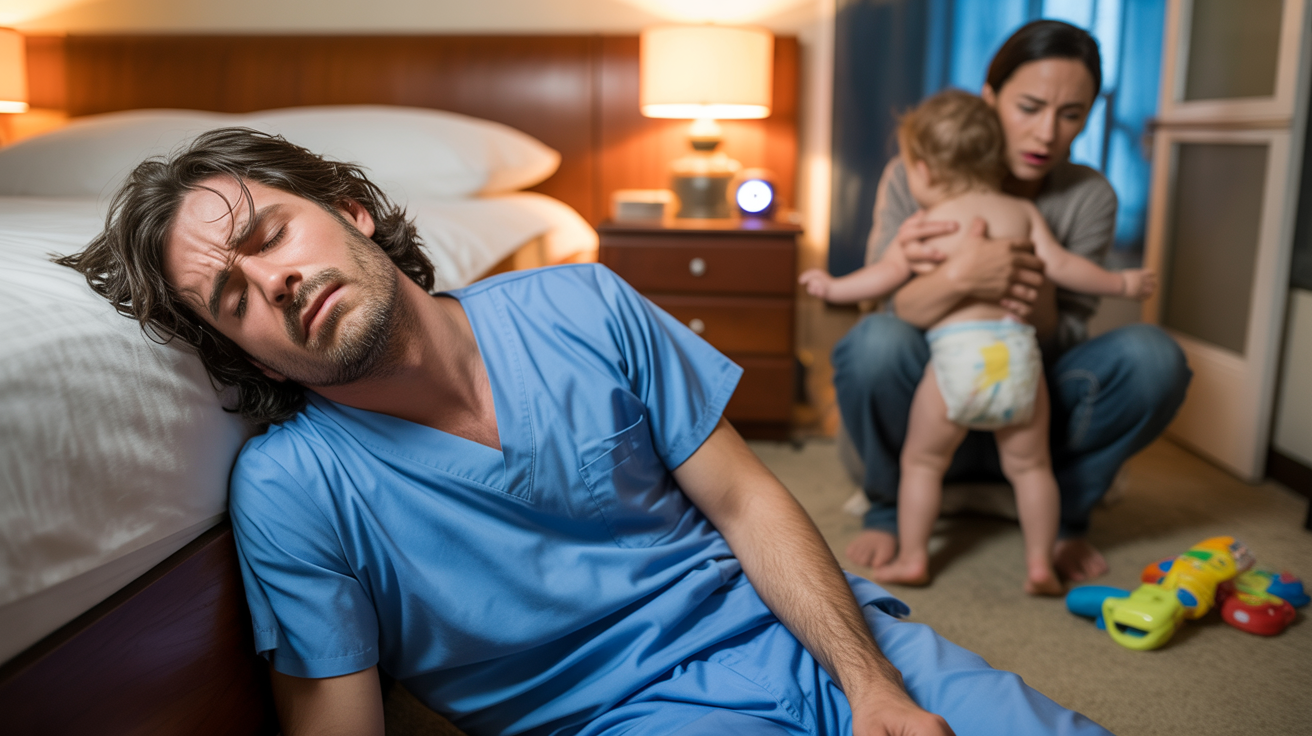 Exhausted Nurse Collapses Into Bed After Brutal Shifts But Wife Demands Diaper Change Immediately Exhausted Nurse Collapses Into Bed After Brutal Shifts But Wife Demands Diaper Change Immediately