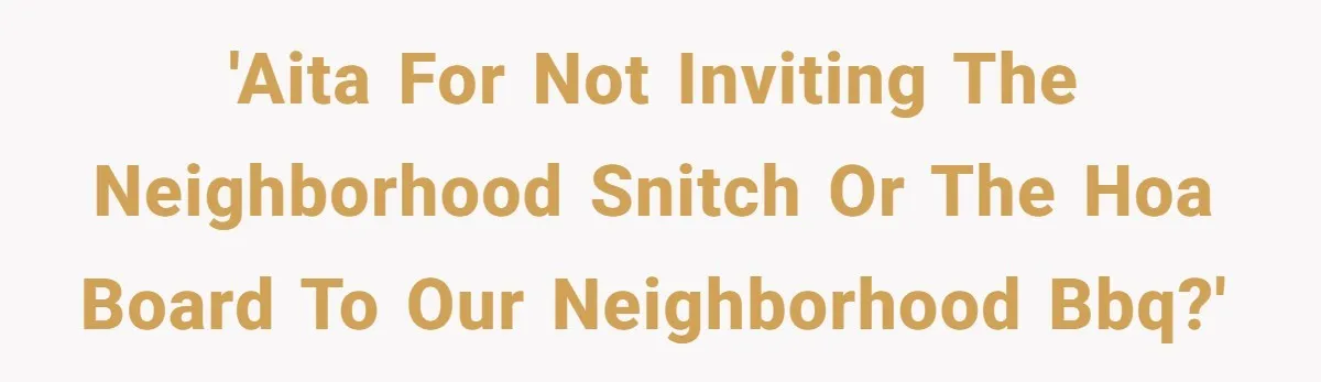 'AITA for not inviting the neighborhood snitch or the HOA board to our neighborhood BBQ?'