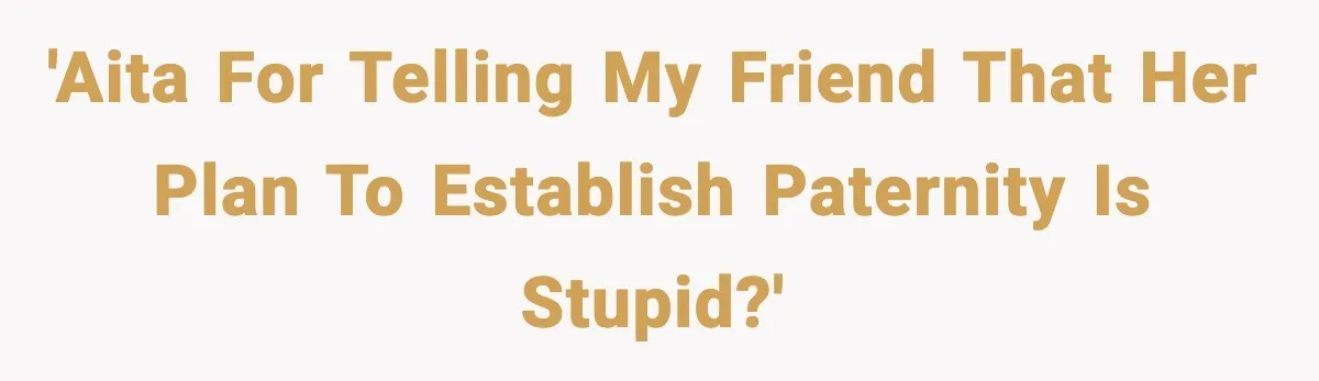 He Told His Friend Her Paternity Logic Was Nonsense and She Exploded 'AITA for telling my friend that her plan to establish paternity is stupid?'