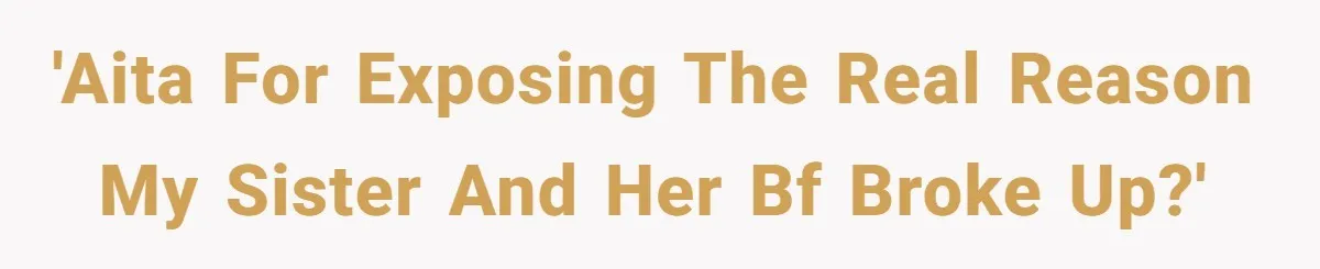 Her Sister Accused Her Ex Of Cheating, But She Exposed The Real Reason For The Breakup 'AITA for exposing the real reason my sister and her bf broke up?'