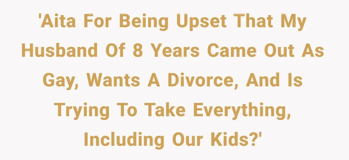 'AITA for being upset that my husband of 8 years came out as gay, wants a divorce, and is trying to take everything, including our kids?'