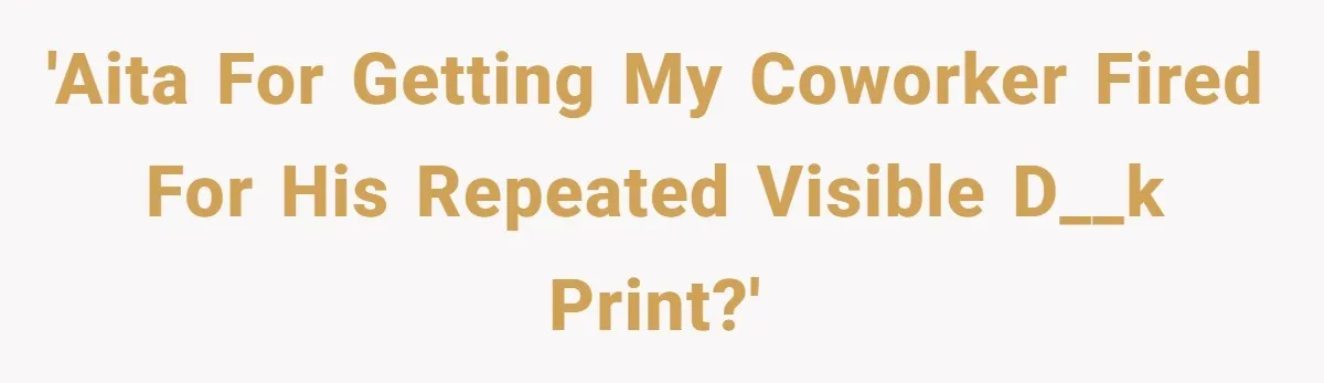 Intern Reports Coworker’s Repeated Inappropriate Behavior, He Gets Fired And Office Turns On Her 'AITA for getting my coworker fired for his repeated visible d__k print?'