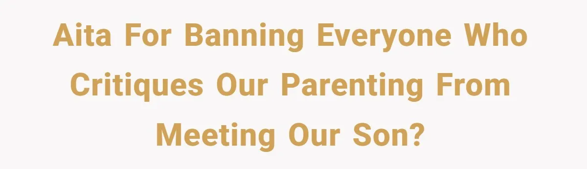 AITA for banning everyone who critiques our parenting from meeting our son?