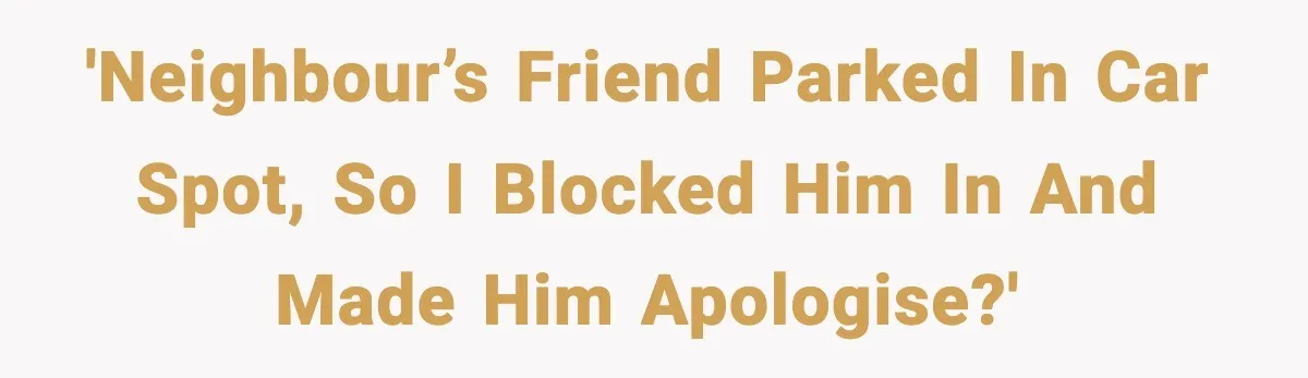 'Neighbour’s friend parked in car spot, so I blocked him in and made him apologise?'