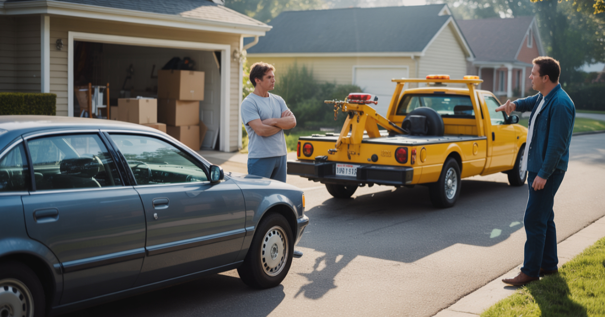 Man Calls Tow Truck On Car Blocking His Garage, Neighbor Shows Up Furious Man Calls Tow Truck On Car Blocking His Garage, Neighbor Shows Up Furious