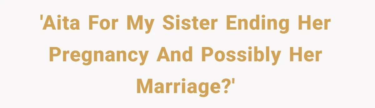 Man Can’t Believe Family Blames Him After Sister Escapes Abuse 'AITA for my sister ending her pregnancy and possibly her marriage?'