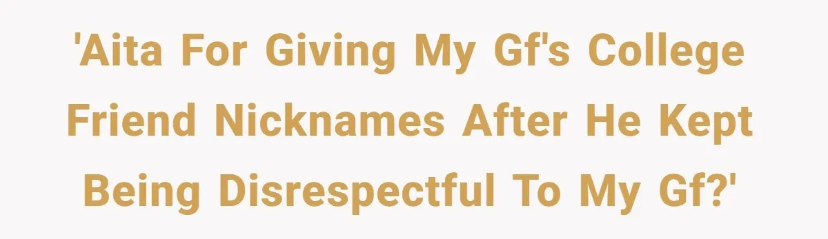 Man Defends His Girlfriends Honor By Targeting Her Friends Deepest Insecurity 'AITA For giving my GF's college friend nicknames after he kept being disrespectful to my GF?'