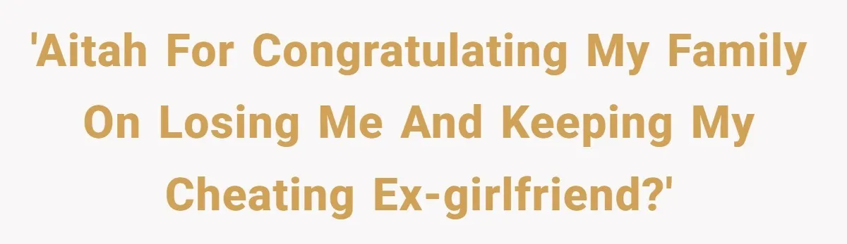 Man Disowns His Entire Family After What They Have Done To His Cheating Ex-Girlfriend 'AITAH for congratulating my family on losing me and keeping my cheating ex-girlfriend?'