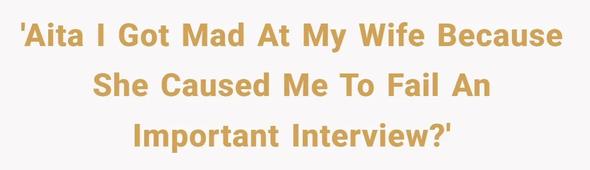 'AITA I got mad at my wife because she caused me to fail an important interview?'