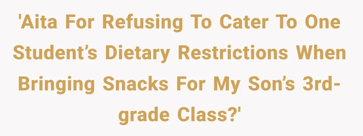 'AITA for refusing to cater to one student’s dietary restrictions when bringing snacks for my son’s 3rd-grade class?'