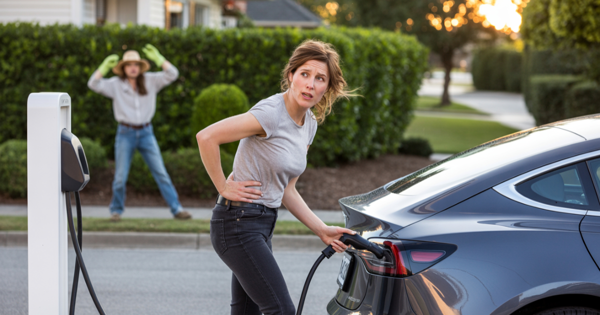 Neighbor Keeps Stealing Her Charging Point, So She Unplugs The Car And Leaves A Brutal Note