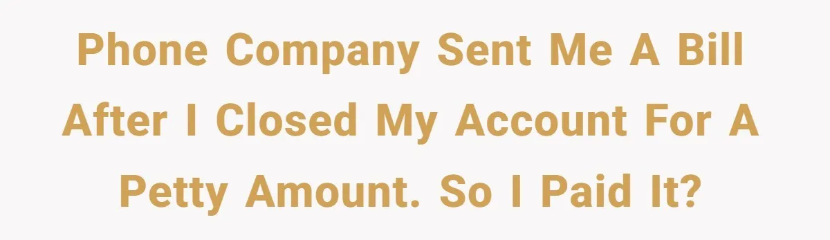 Phone Company Tries to Bill Ex-Customer for $3.50 and Ends Up Paying Him Instead Phone company sent me a bill after I closed my account for a petty amount. So I paid it?