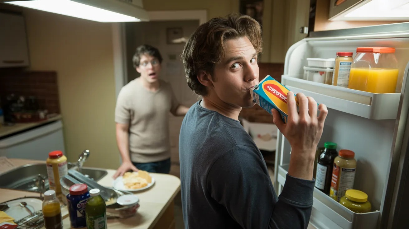 Roommate Keeps Stealing His Food, So She Drinks Straight From The Carton