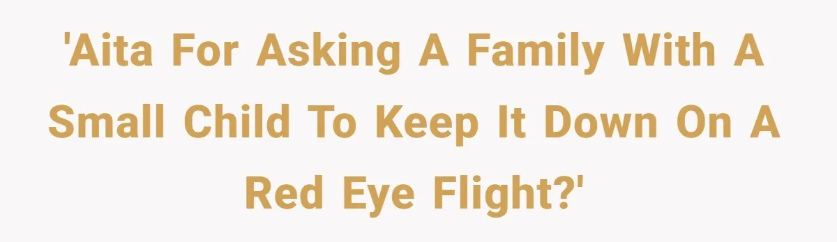 She Asked a Family to Keep Their Child Quiet on a Red-Eye Flight, and It Turned Into an Awkward Standoff 'AITA for asking a family with a small child to keep it down on a red eye flight?'