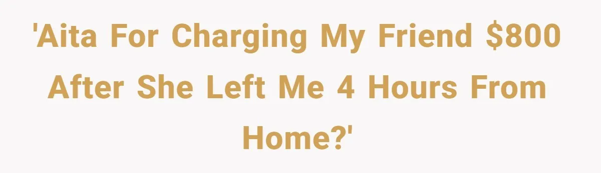 She Called Out Her Best Friend at a Wedding, Then Got Left Stranded With an $800 Bill 'AITA for charging my friend $800 after she left me 4 hours from home?'