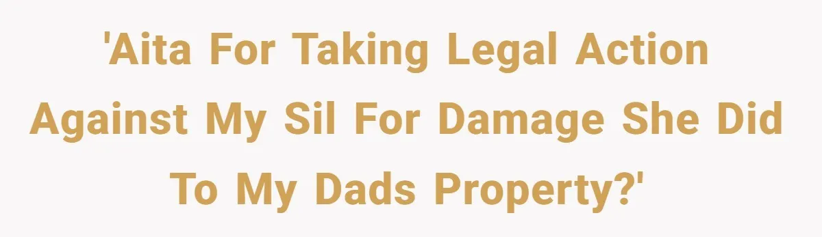'AITA for taking legal action against my SIL for damage she did to my dads property?'