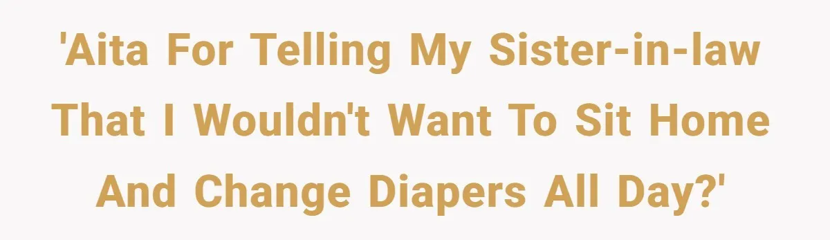 'AITA For Telling My Sister-in-Law That I Wouldn't Want to Sit Home and Change Diapers All Day?'