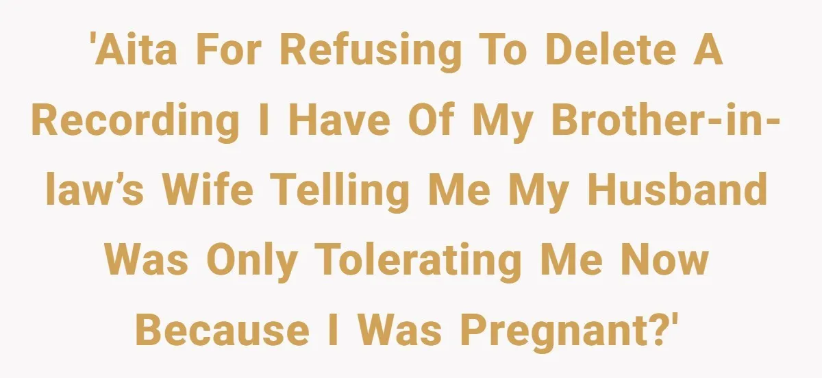 'AITA for refusing to delete a recording I have of my brother-in-law’s wife telling me my husband was only tolerating me now because I was pregnant?'