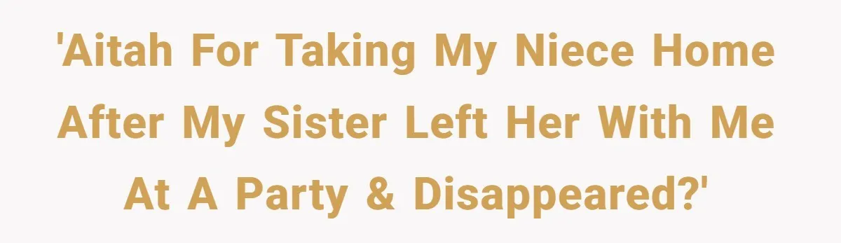 She Was Asked to Watch Her Niece for 30 Minutes, Then the Mom Disappeared for Hours 'AITAH for taking my niece home after my sister left her with me at a party & disappeared?'