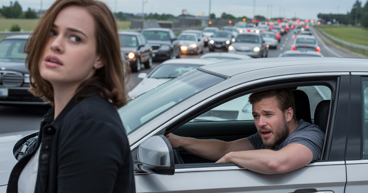 She Whipped Out Her Secret Highway “Solution” in Gridlock, Boyfriend Furious About Passing Cars Watching