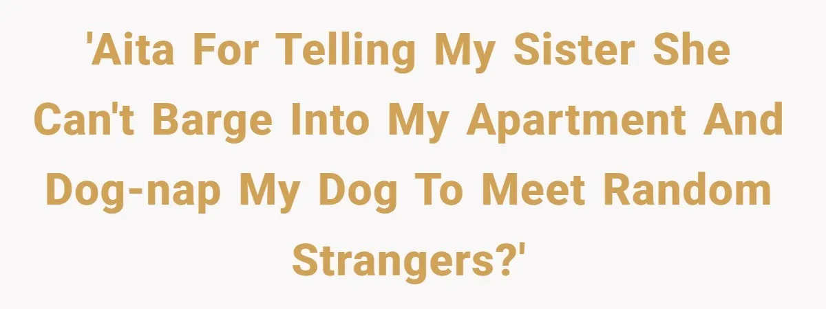 'AITA for telling my sister she can't barge into my apartment and dog-nap my dog to meet random strangers?'