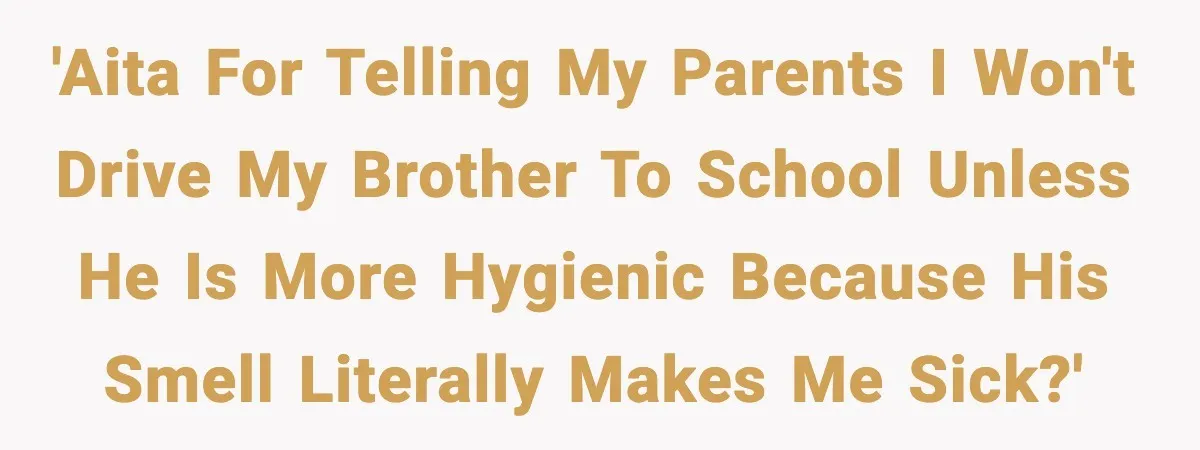 'AITA for telling my parents I won't drive my brother to school unless he is more hygienic because his smell literally makes me sick?'