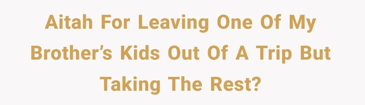 The Annual Trip That Started a War: Why This Aunt Stands Her Ground AITAH for leaving one of my brother’s kids out of a trip but taking the rest?