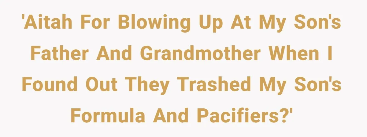They Threw Away a Newborn’s Formula, Then Told His Mother She Was “Overreacting” 'AITAH for blowing up at my son's father and grandmother when I found out they trashed my son's formula and pacifiers?'