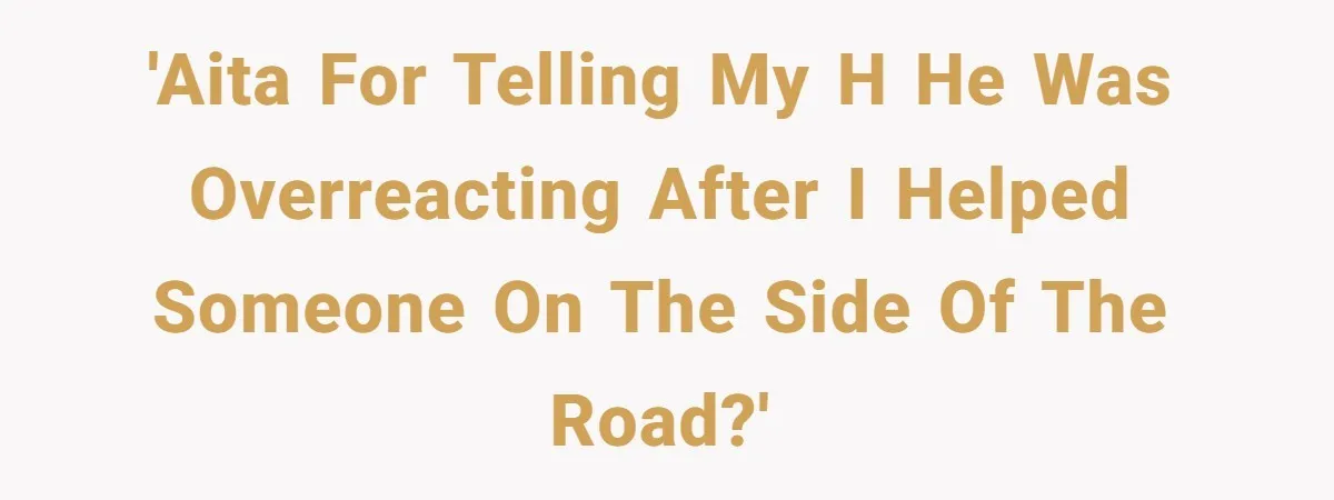 This Woman Stopped to Save a Stranger’s Life. Her Husband’s First Concern Was the Steering Wheel 'AITA for telling my H he was overreacting after I helped someone on the side of the road?'