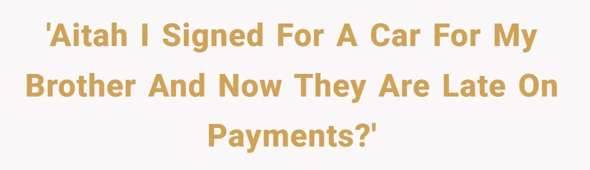 This Woman Thought She Was Just Co-Signing, Until Missed Payments Started Destroying Her Credit 'AITAH I signed for a car for my brother and now they are late on payments?'