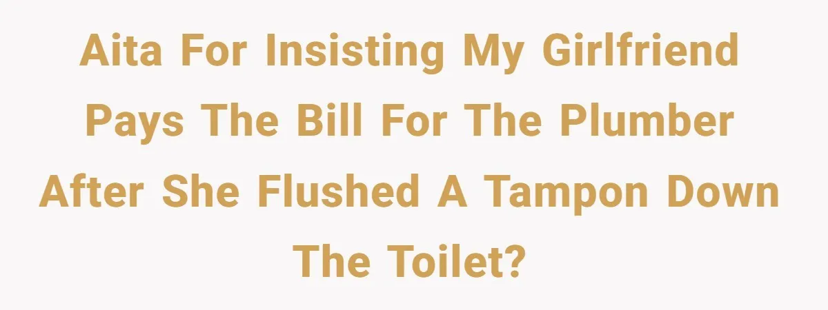 AITA for insisting my girlfriend pays the bill for the plumber after she flushed a tampon down the toilet?