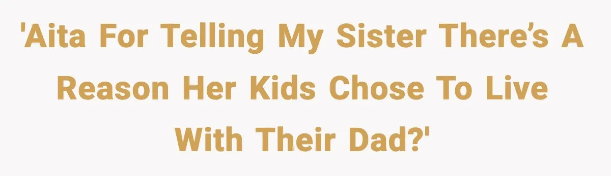 'AITA for telling my sister there’s a reason her kids chose to live with their dad?'